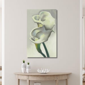 Georgia O&#39;Keeffe Two Calla Lilies on White Oil Painting, Georgia O&#39;Keeffe White Flowers Poster, Georgia O&#39;Keeffe&#39;s Artwork Exhibition Canvas