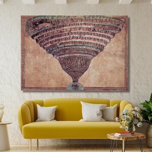 Dante e la Divina Commedia Mappa dell'Inferno di Sandro Botticelli Dipinto a olio, Sandro Botticelli Arte murale, Sandro Botticelli Opera d'arte su tela Arti