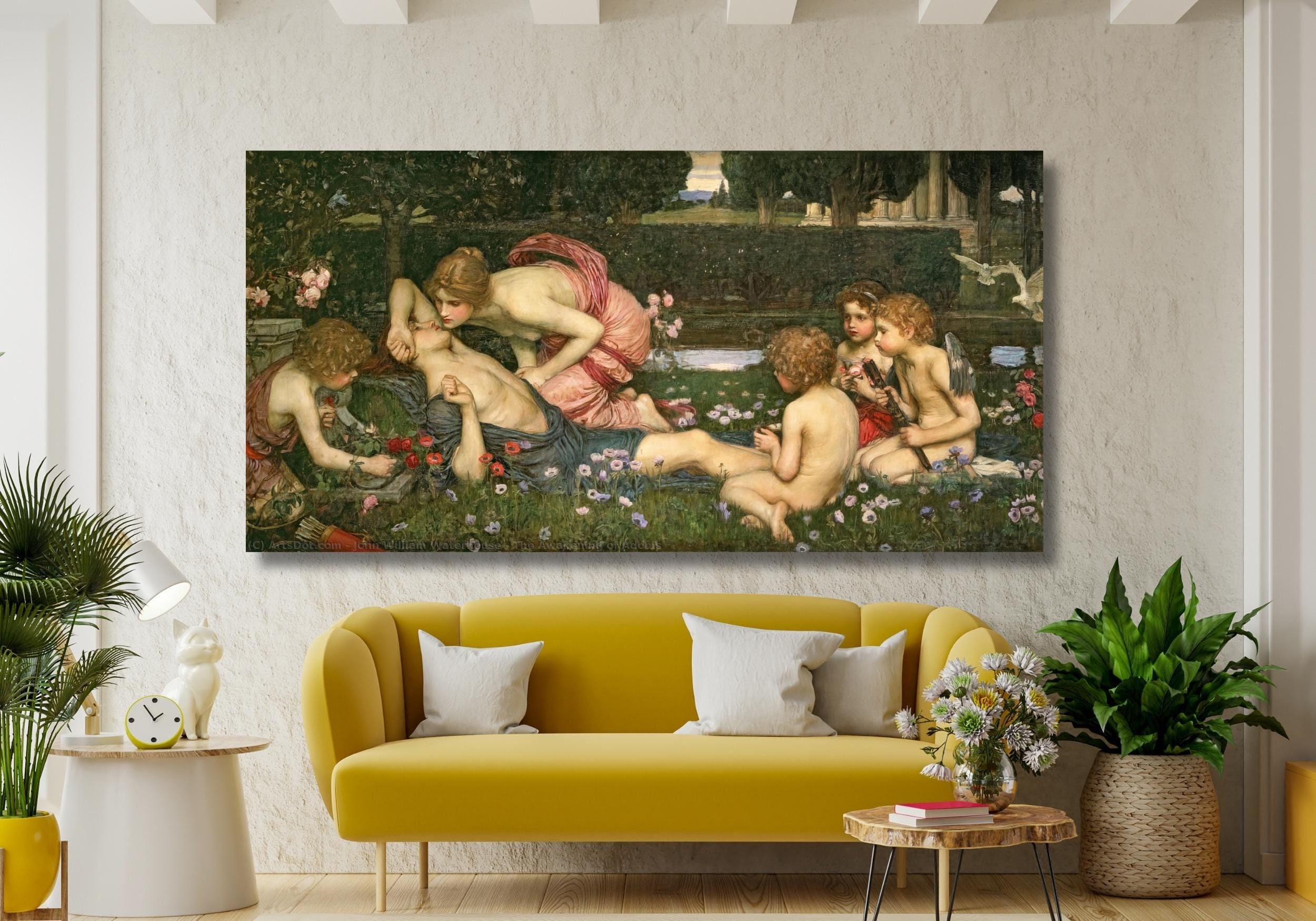 The Awakening of Adonis by John William Waterhouse Print Art, John William Waterhouse Reproduction Wall Art, John William Waterhouse Artwork