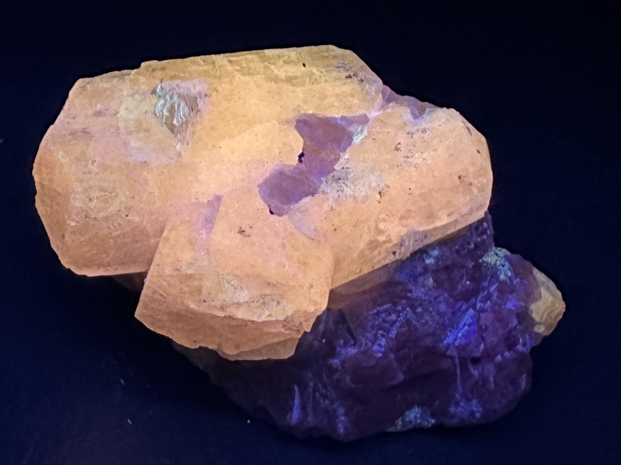 172 GM Fluorescent Lemon Fire Wernerite Crystals On Calcite Matrix From Badakhshan Afghanistan