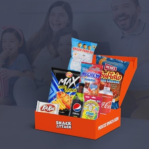 Boîte à collation Soirée cinéma | Boîte à collation Netflix | Bonbonnière pop-corn | en-cas cinématographiques cosy | Pack collation soirée télé | Cadeaux pour elle | Cadeaux pour lui