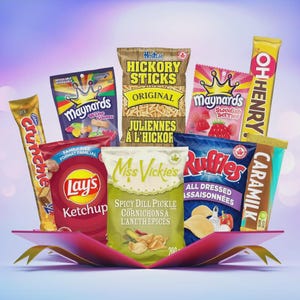 Ah le Canada ! Boîte-collation de collations canadiennes | Collations canadiennes | Chips Cookies Bonbons Chocolat | Cadeaux pour elle | Cadeaux pour lui | Boîte à collation
