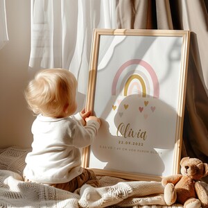 Namensposter personalisiert Baby Geschenk Geburtsgeschenk mit Geburtsdaten Poster Kinderzimmer Deko als Taufgeschenk oder Umzugsgeschenk