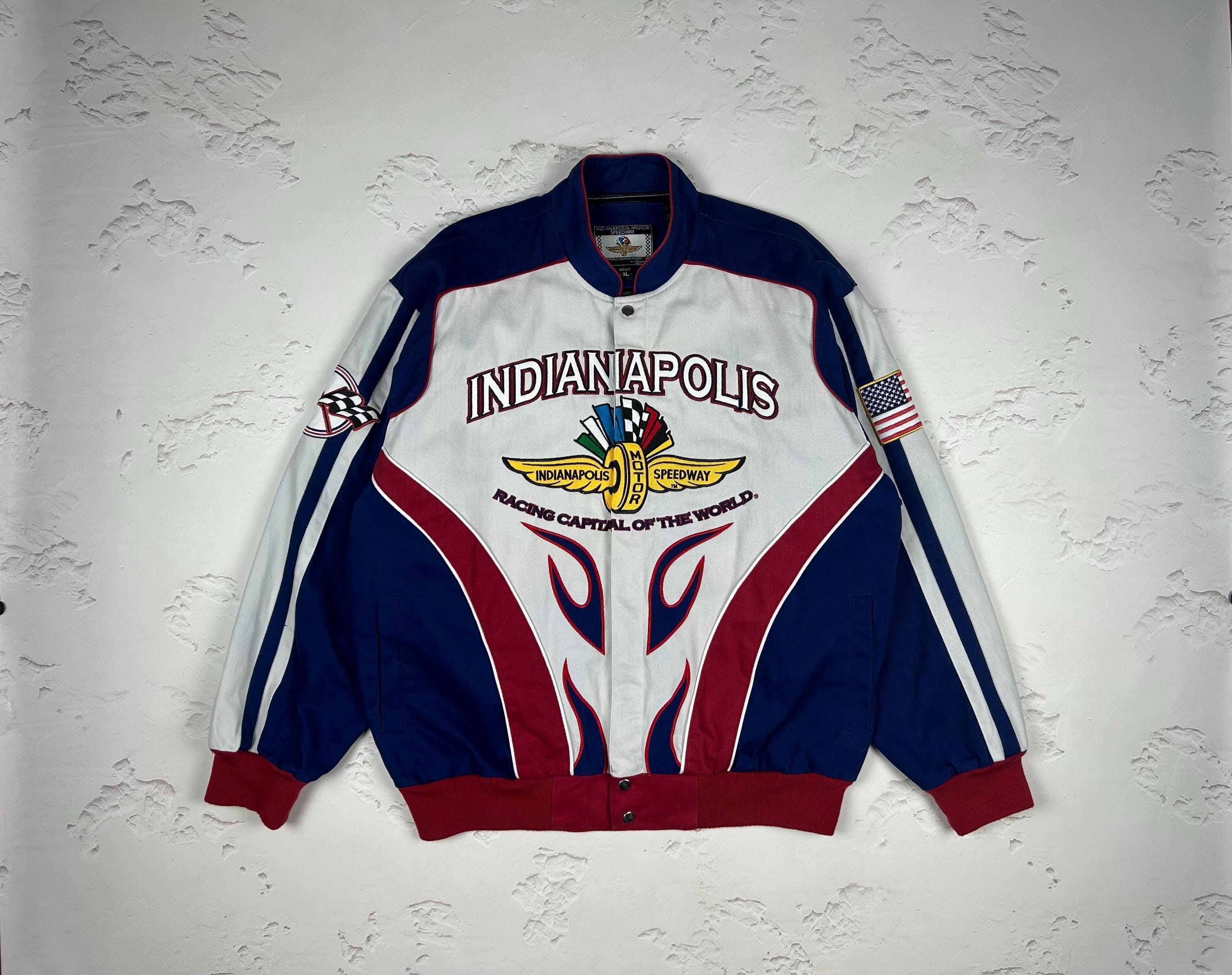 50s 60s インディアナポリス モーター スピードウェイレーシングジャケット 00s Indianapolis Motor Speedway Patch Racing Bomber Jacket Cotton