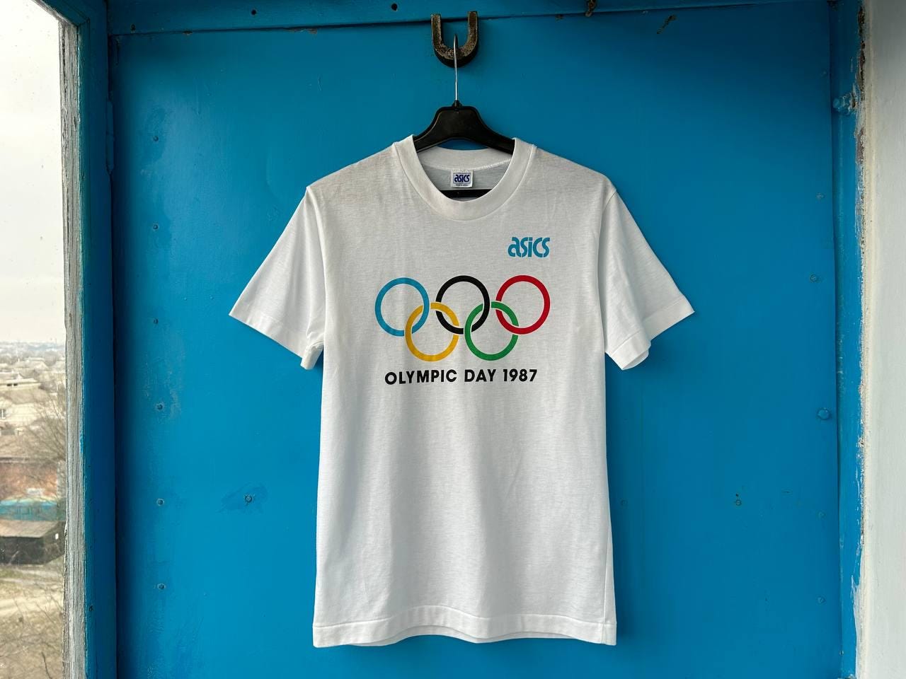 未使用 90s 1998年デビスカップ デニス 日本vsロシア Tシャツ Rare 90s Sporty Asics Olympic Day 1987 Japanese Crewneck White