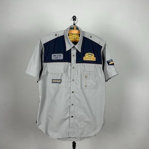 Chemise Camel Trophy Safari années 90, utilitaire, boutonnée, idéale pour l'aventure, les expéditions et le camping en plein air (taille L).