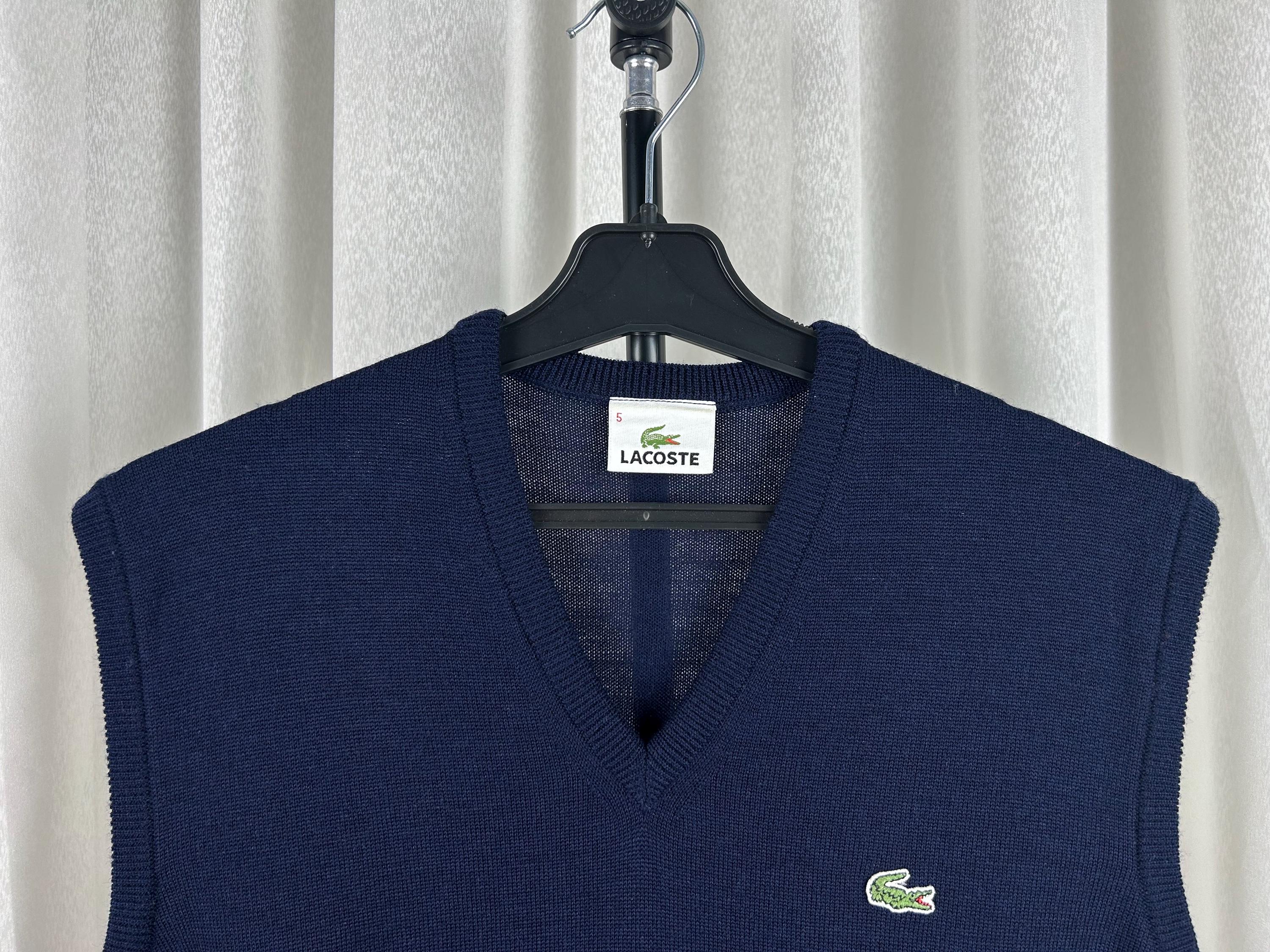 Classic 90s Lacoste Wool Navy Blue Vest Golf Style Sleeveless 