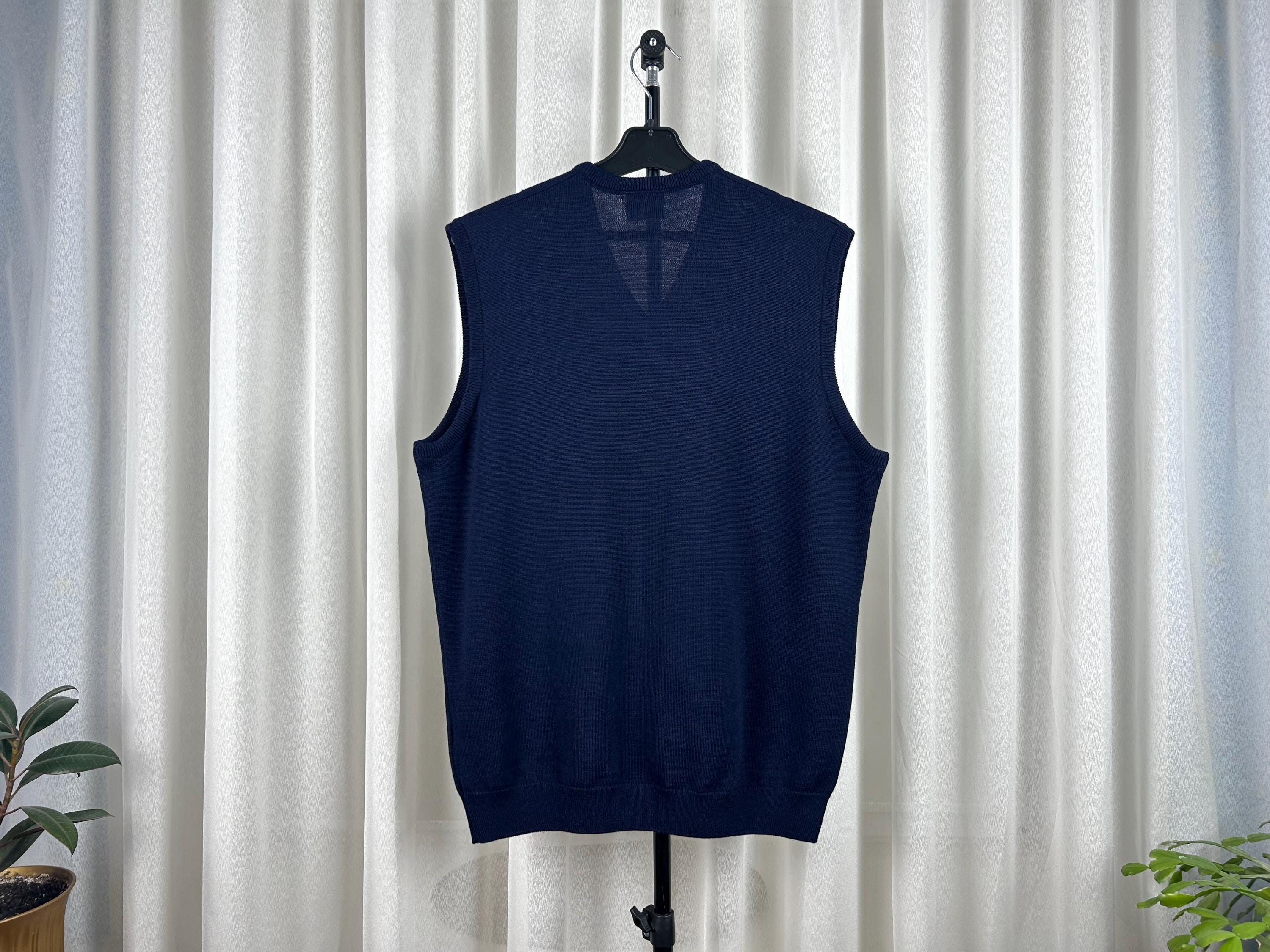 Classic 90s Lacoste Wool Navy Blue Vest Golf Style Sleeveless