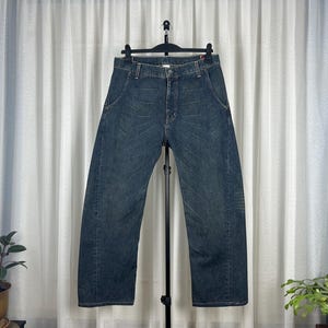 Unique 90s GAP TORQUED JEAN Barrel Men's Jeans Srone Wash Waist Adjustable Denim Pants Size 34 / 32