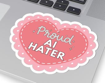 Proud AI Hater Vintage Anti-AI Kiss-Cut Stickers: Retro Tech Decals