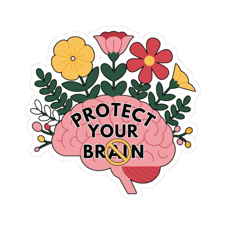 Blooming Brain Power Flower Sticker, Anti AI, Mental Health Decor, Anti Artificial Intelligence Vinyl afbeelding 6