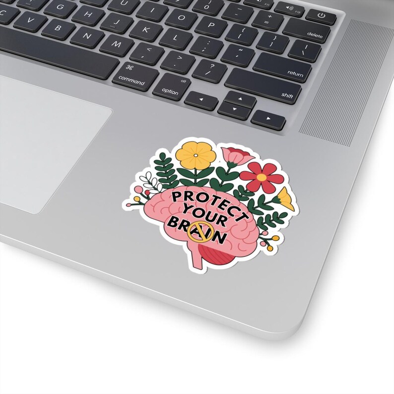 Blooming Brain Power Flower Sticker, Anti AI, Mental Health Decor, Anti Artificial Intelligence Vinyl afbeelding 3