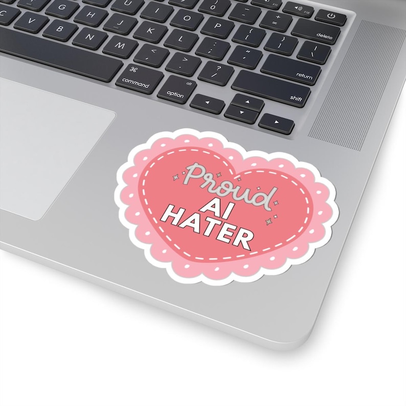 Proud AI Hater Vintage Anti-AI Kiss-Cut Stickers: Retro Tech Decals image 1