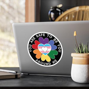 Unterstützender Vinyl Aufkleber, 4 Größen | LGBTQ+ Safe Space Aufkleber, Affirmation Decor, Geschenk für Verbündete, Pride, Haus oder Büro Dekor