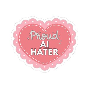 Proud AI Hater Vintage Anti-AI Kiss-Cut Stickers: Retro Tech Decals image 2