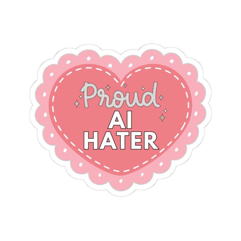 Proud AI Hater Vintage Anti-AI Kiss-Cut Stickers: Retro Tech Decals image 2