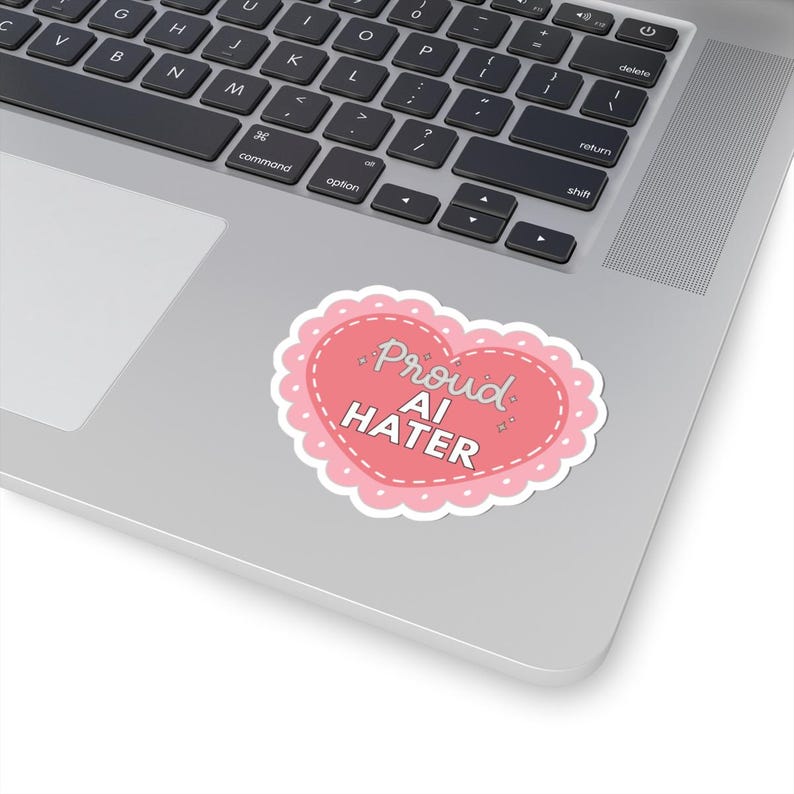 Proud AI Hater Vintage Anti-AI Kiss-Cut Stickers: Retro Tech Decals image 4