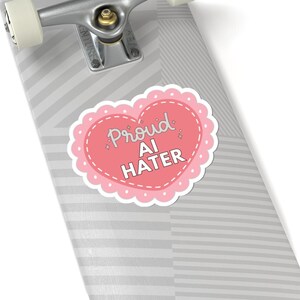 Proud AI Hater Vintage Anti-AI Kiss-Cut Stickers: Retro Tech Decals image 3