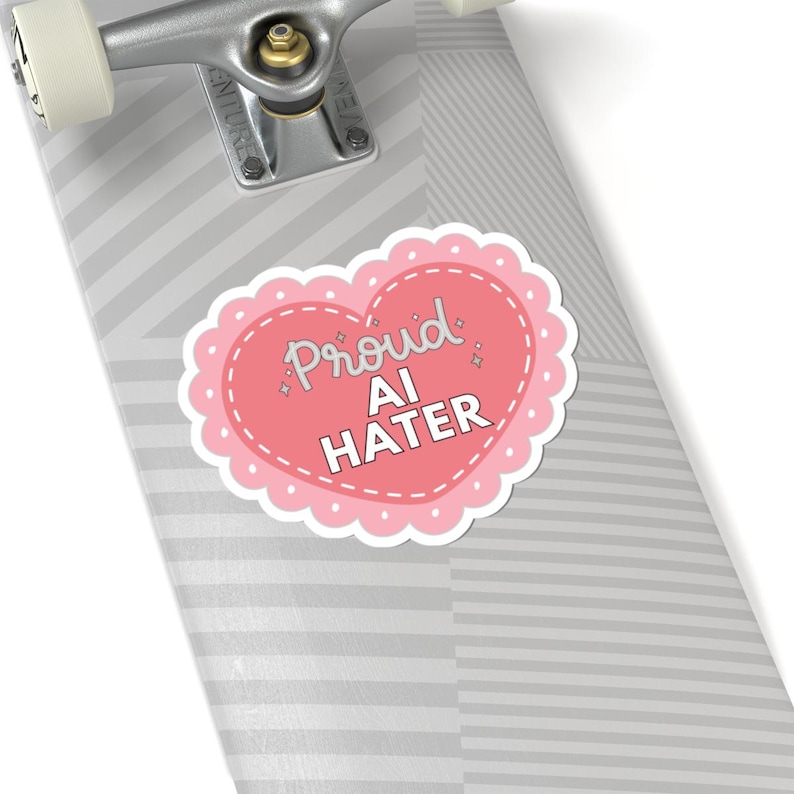 Proud AI Hater Vintage Anti-AI Kiss-Cut Stickers: Retro Tech Decals image 3