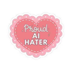 Proud AI Hater Vintage Anti-AI Kiss-Cut Stickers: Retro Tech Decals image 6