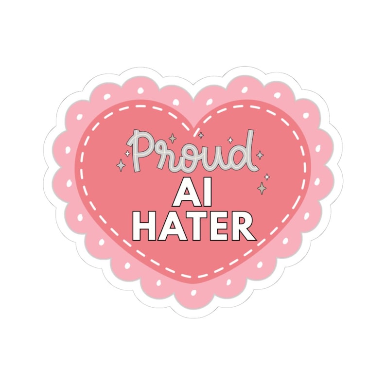 Proud AI Hater Vintage Anti-AI Kiss-Cut Stickers: Retro Tech Decals image 6