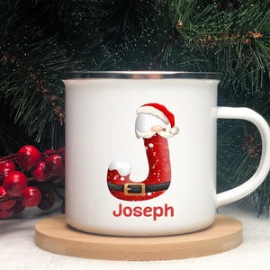 Personalised Christmas Mug | Santa Initial Mug | Festive Mug | Children&#39;s Christmas Mug | Stocking Filler | Christmas Eve Box Filler