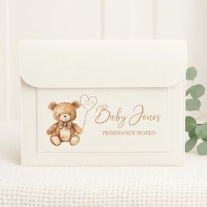 Pregnancy Notes Folder | Maternity Notes Folder | Teddy Bear Design Pregnancy | Mum To Be Gift | Document Folder | Baby Journey Felt Folder