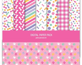 Papel digital Paw Girls, álbum de recortes, fondo de pantalla, patrón +3 imágenes prediseñadas PNG