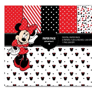 MINNIE. Conjunto de cumpleaños y texturas para imprimir.