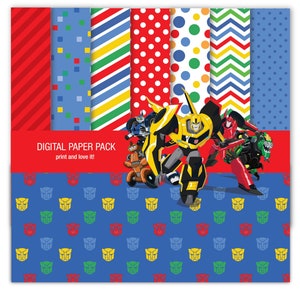 Transformers Digital Paper Pack, Scrapbooking Clipart (printable) - Etsy