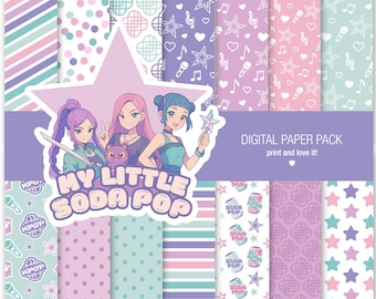 KPOP Demon Hunters PAPIEREN VERPAKKING. Digitaal papier 12 x 12 hojas 300 dpi scrapbooking