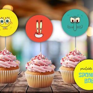 Topper de Cupcake Bob Esponja unprimible