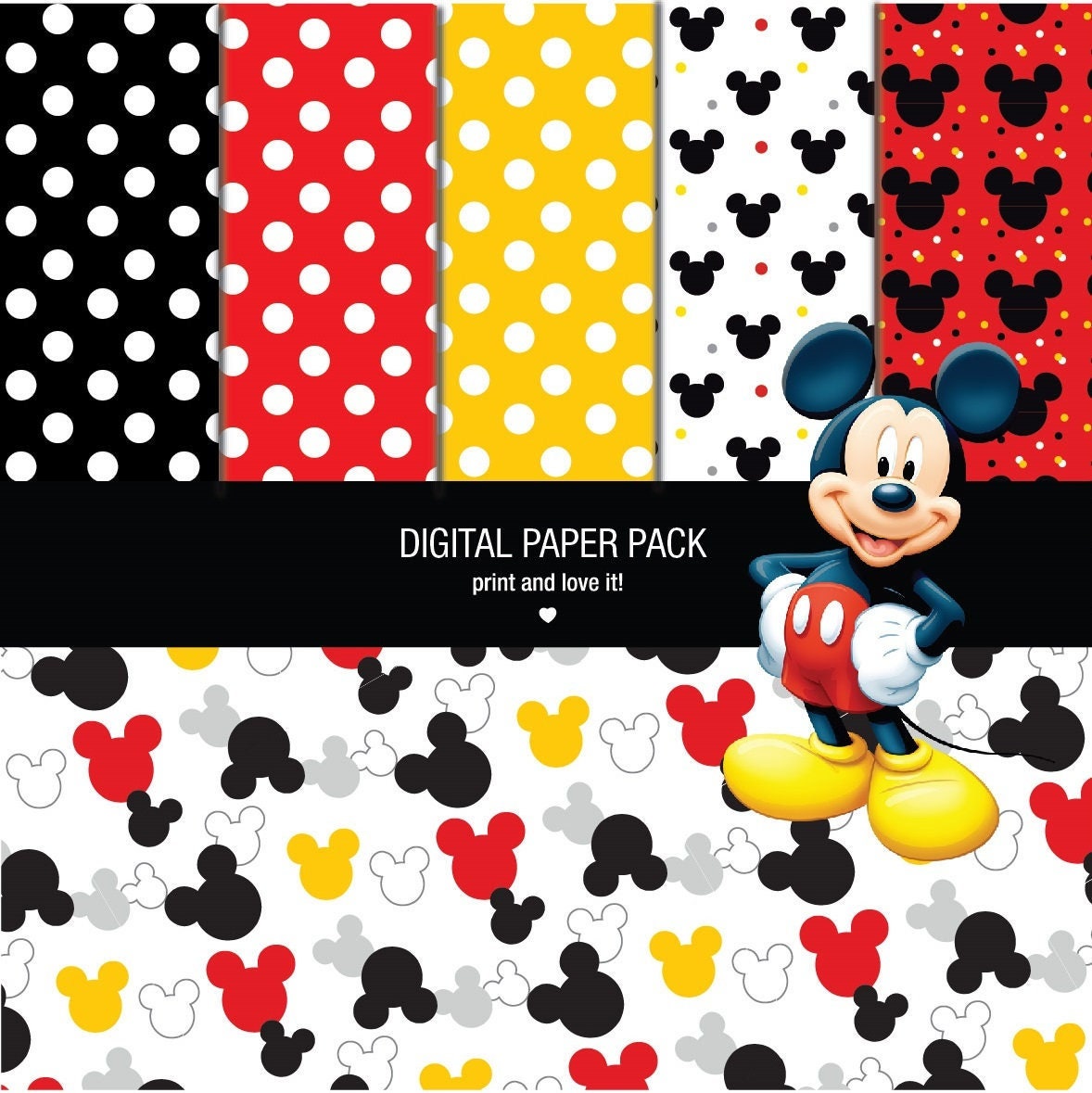 Mickey Set De Cumpleaños Y Texturas Para Imprimir. - Etsy