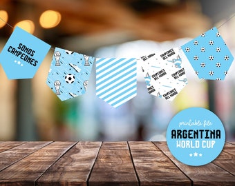 Argentina World Cup Banner, Soccer Party Decor (Printable PDF)