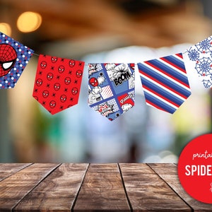 Banner de fiesta de Spiderman, guirnalda, descarga instantánea
