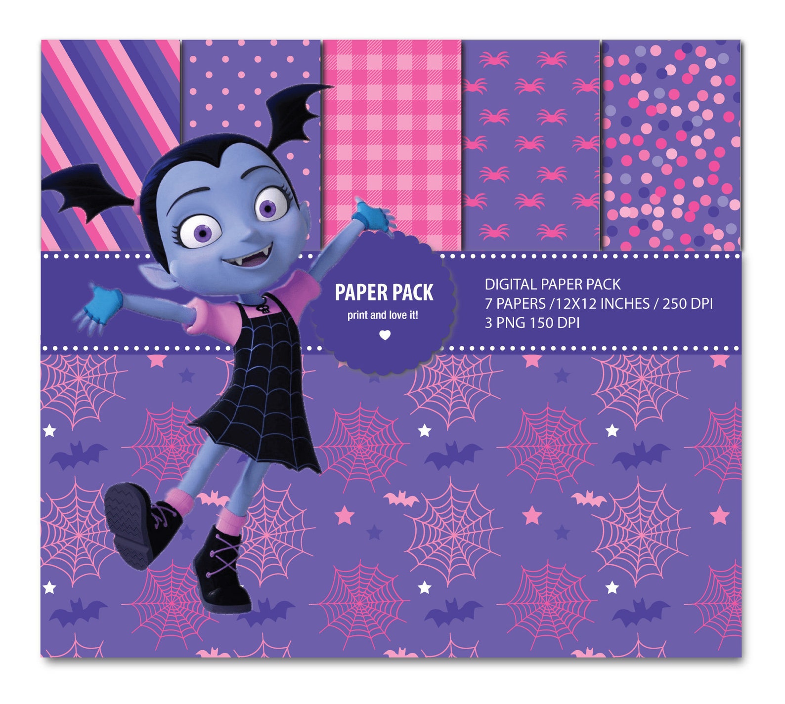 Digital Paper Pack and Clip Art Vampirina Printable. 12x12 - Etsy