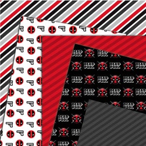 Deadpool Pack De Papel Digital Y Clip Art Imprimible. 12x12 Hojas ...