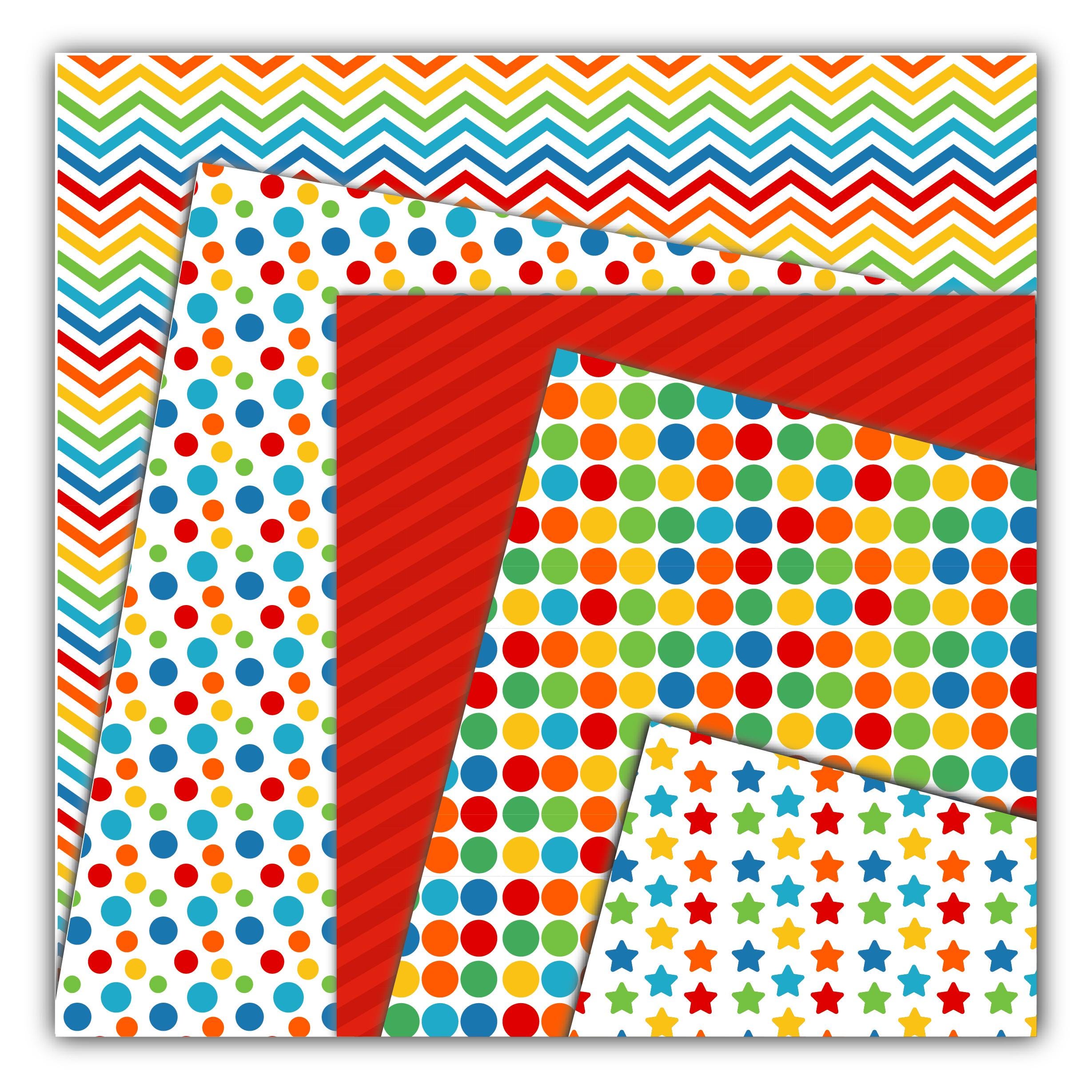 Primary Colors Digital Paper. Colorful Pattern, Rainbow Pattern, Bright ...
