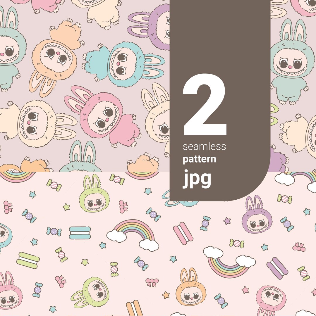 Labubu Seamless Pattern, Kawaii Labubu Digital Paper, Cute Sublimation File, Digital Download ...
