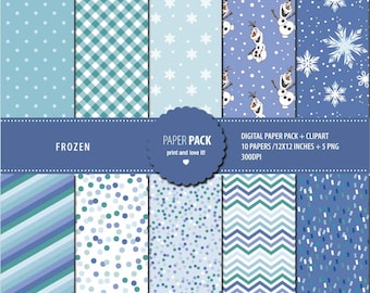Frozen Digital Paper Pack, scrapbooking clipart (digitale download)