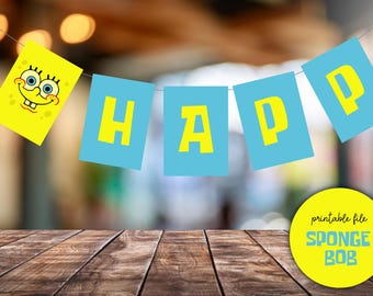 Sponge Bob Party  Banner Decor (Printable PDF)