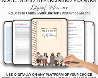 Undated  Adult ADHD Hyperlinked Digital Planner iPad GoodNotes Planner Adult ADHD Daily Weekly Monthly Planner Android Digital Planner Gifts