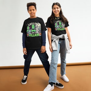 Youth classic tee, Halloween shirt, Chillin like a villain, cute monster shirt