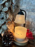 Candle Warming Lamp with Timer, Black with Frosted Shade, Wooden Base, Adjustable Height, Dimmable,  Candle Warmer for Scented Candles