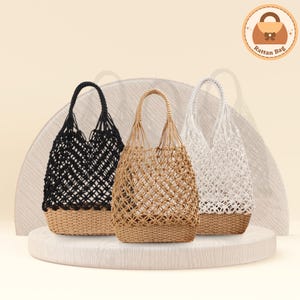 Lässige Korb Frauen Umhängetasche. Rattan Stroh gewebte Handtaschen für den Strand. Tote Hampers mit großer Kapazität