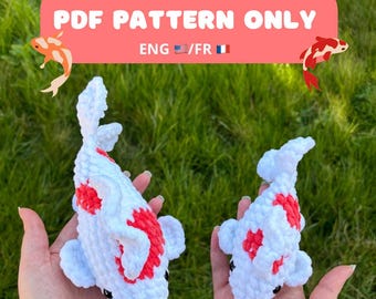 Crochet pattern 2 in 1: Koi fish and mini koi fish, PDF, amigurumi, koi carp (English and French version)