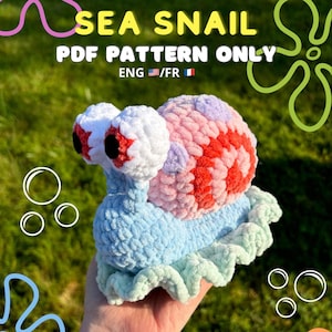 Crochet pattern: Sea snail, PDF, amigurumi (english and french version)