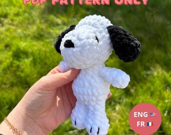 Crochet pattern: Snoopy dog, PDF, amigurumi (English and French versions)