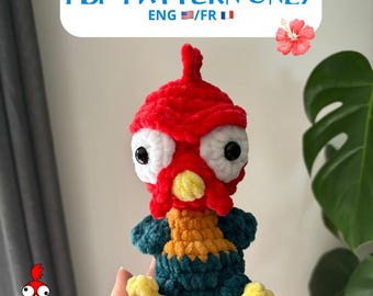 Crochet pattern: crazy rooster, PDF, amigurumi (english and french version)