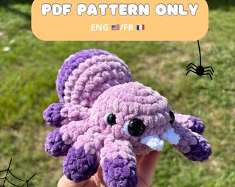 Crochet pattern: spider, PDF, amigurumi (English and French version)